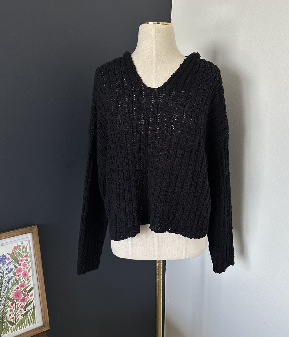 L Space Olympia Hooded Sweater Cotton Beach Campfire Boho Loose